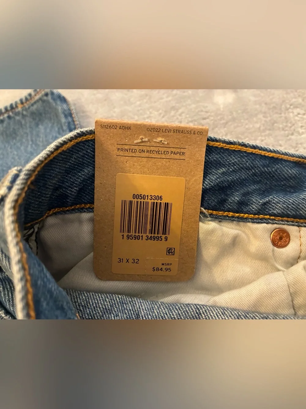Men’s Levi Strauss 501 Original Blue Medium Wash Straight-Leg Jeans 31 X 32